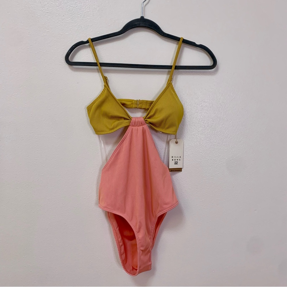 Billabong Pink Tan Two-Tone Swimsuit Size Medium
